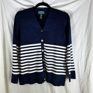 Vintage Ralph Lauren Sweater Womens Small Blue Silk Gold Striped Nautical Boat